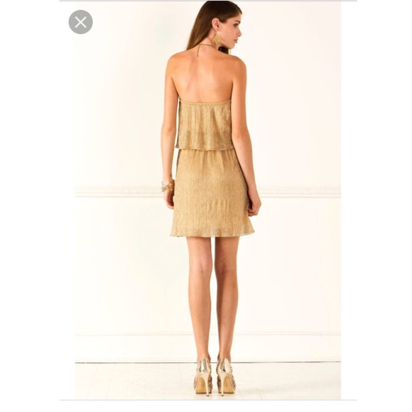 NWOT Francesca’s Cotton Club Golden Dress - Picture 3 of 8